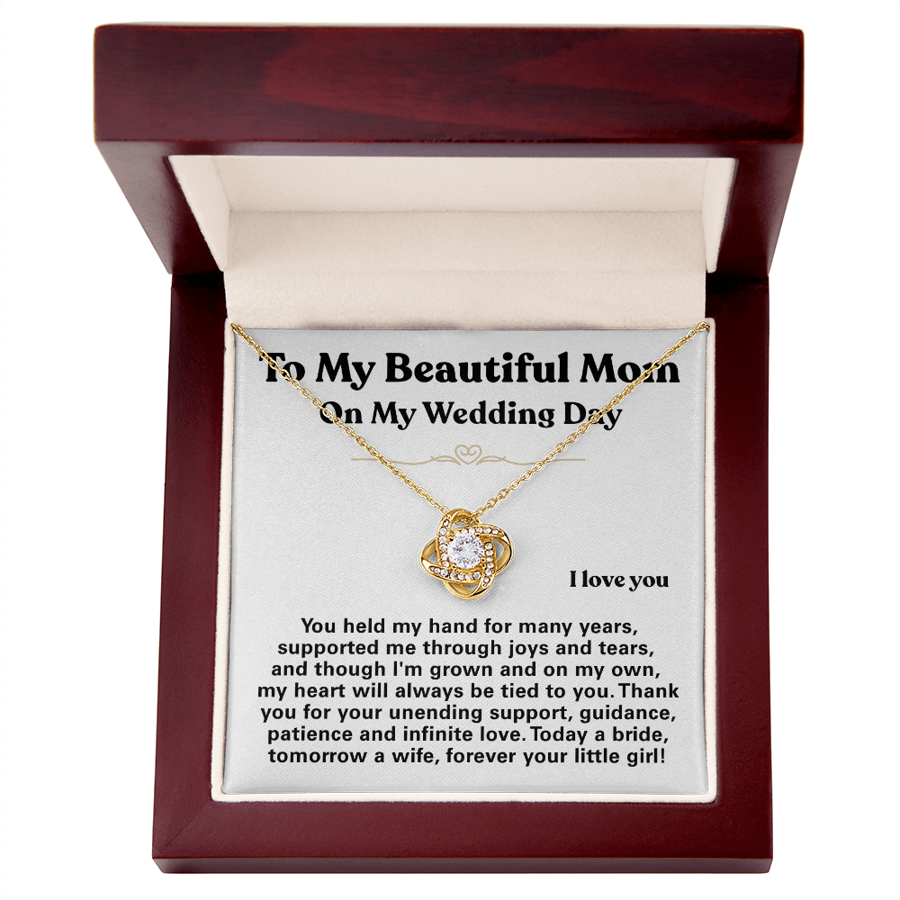 For Mom: Wedding Pendant Necklace with Message Card — "Forever Your Little Girl" • Forever Tied to You