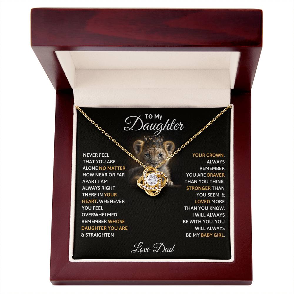 Daughter Pendant Necklace with Message Card — "You'll always be my baby girl" • Forever Tied to You