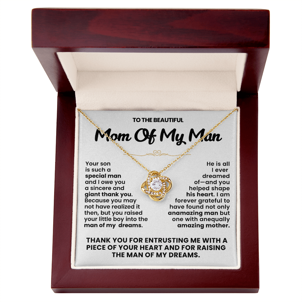 Mom of My Man Pendant Necklace with Message Card — "Thank you for raising the man of my dreams" • Forever Tied to You