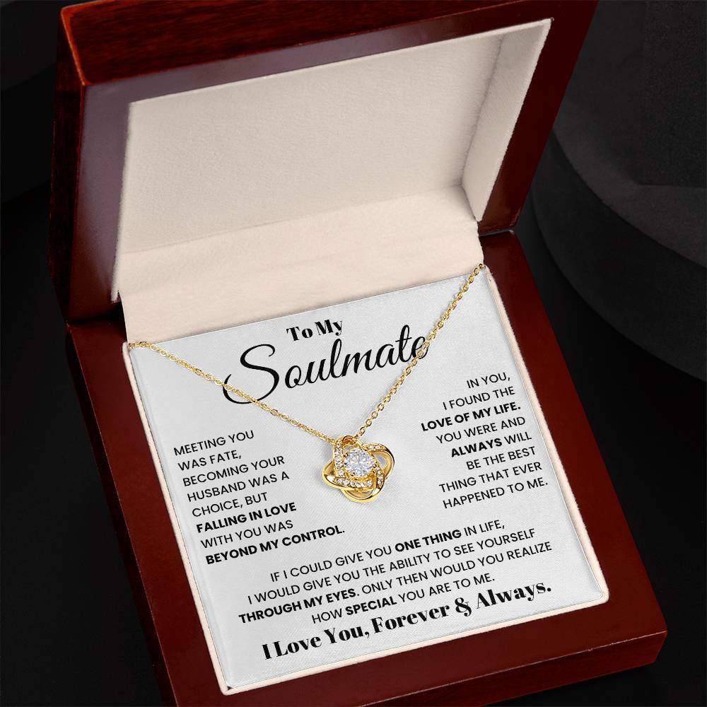 Soulmate Pendant Necklace with Message Card — "I love you, forever and always" • Forever Tied to You