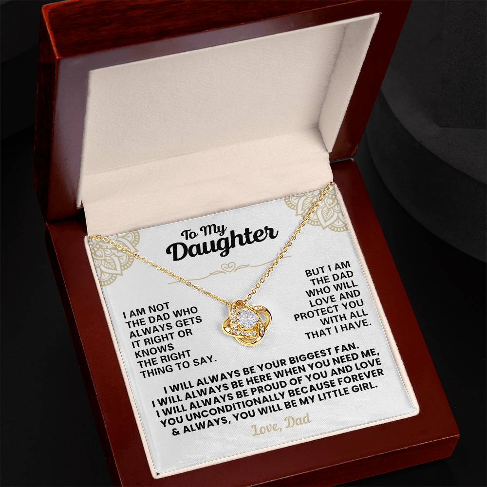 Daughter Pendant Necklace with Message Card — "You'll Always Be My Little Girl" • Forever Tied to You