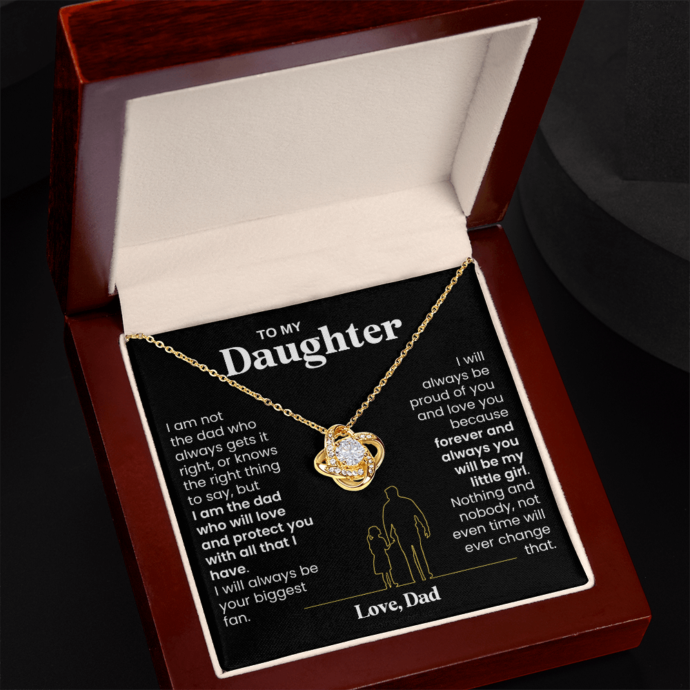 For Daughter: Pendant Necklace with Message Card — "I am the dad who will love and protect you" • Forever Tied to You