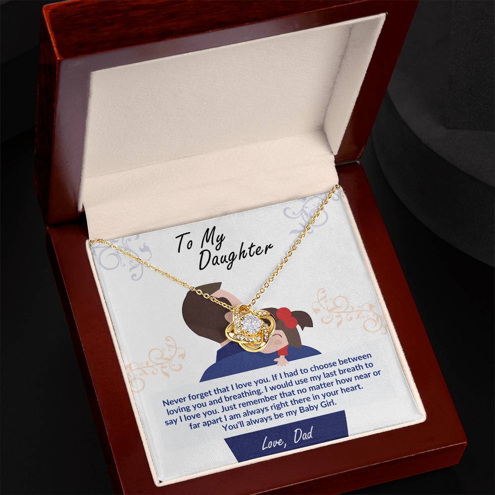 Daughter Pendant Necklace with Message Card — "I will always carry you in my heart" • Forever Tied to You