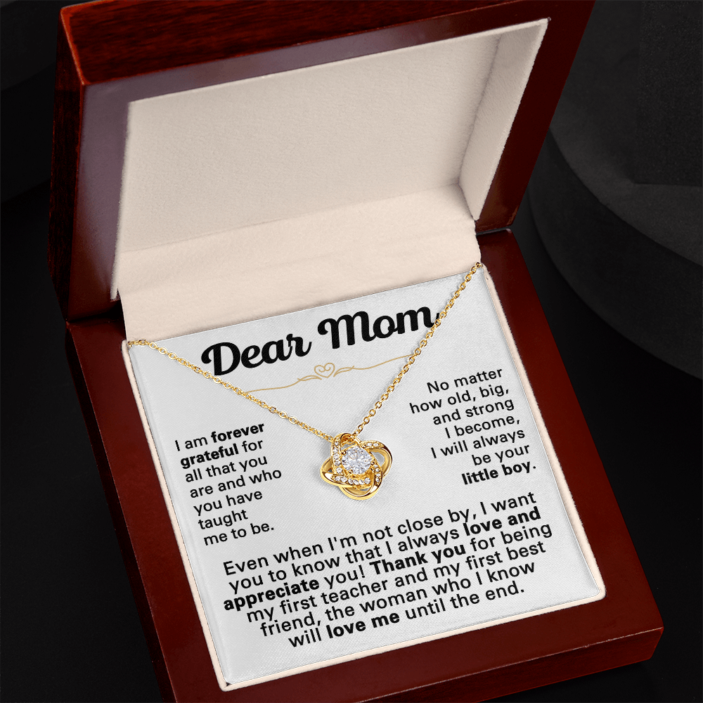 For Mom: Pendant Necklace with Message Card — "I am forever grateful for all" • Forever Tied to You