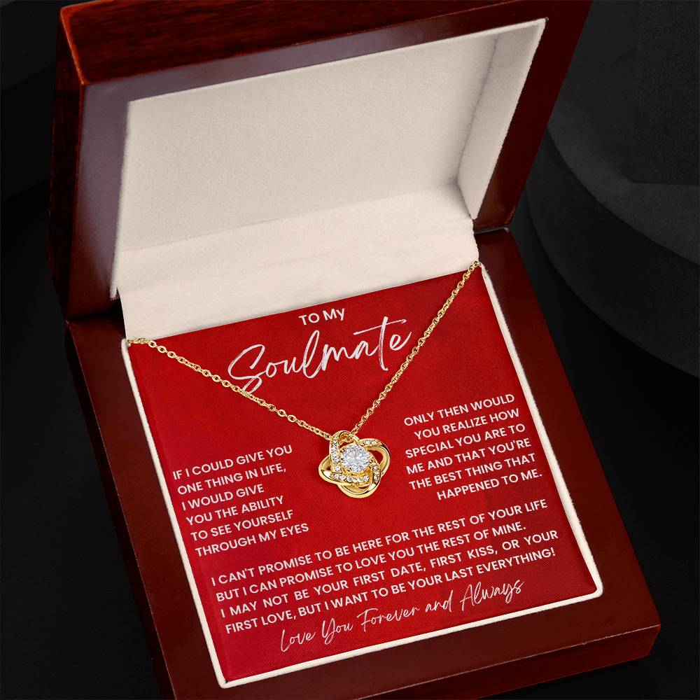Soulmate Pendant Necklace with Message Card — "I want to be your last everything!" • Forever Tied to You