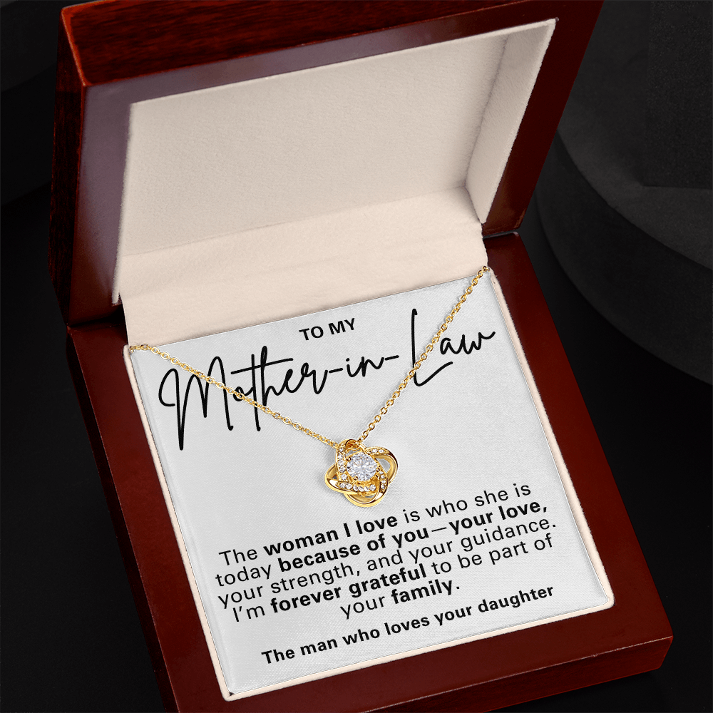 Mother-in-Law Pendant Necklace with Message Card — "The man who loves your daughter" • Forever Tied to You
