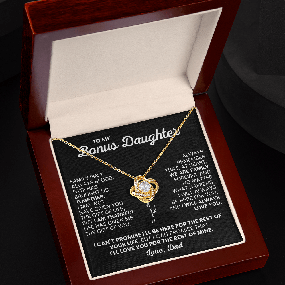 For Bonus Daughter: Pendant Necklace with Message Card — "Wу are family forever" • Forever Tied to You