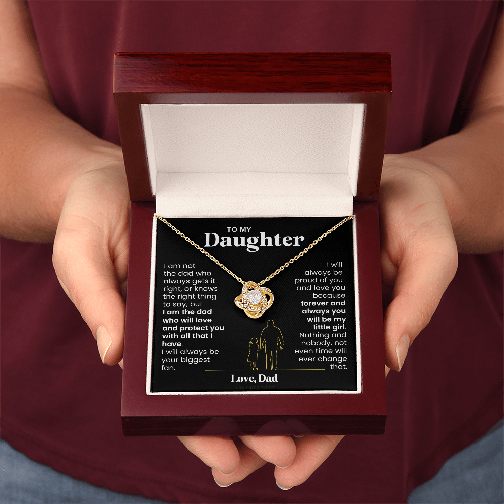 For Daughter: Pendant Necklace with Message Card — "I am the dad who will love and protect you" • Forever Tied to You