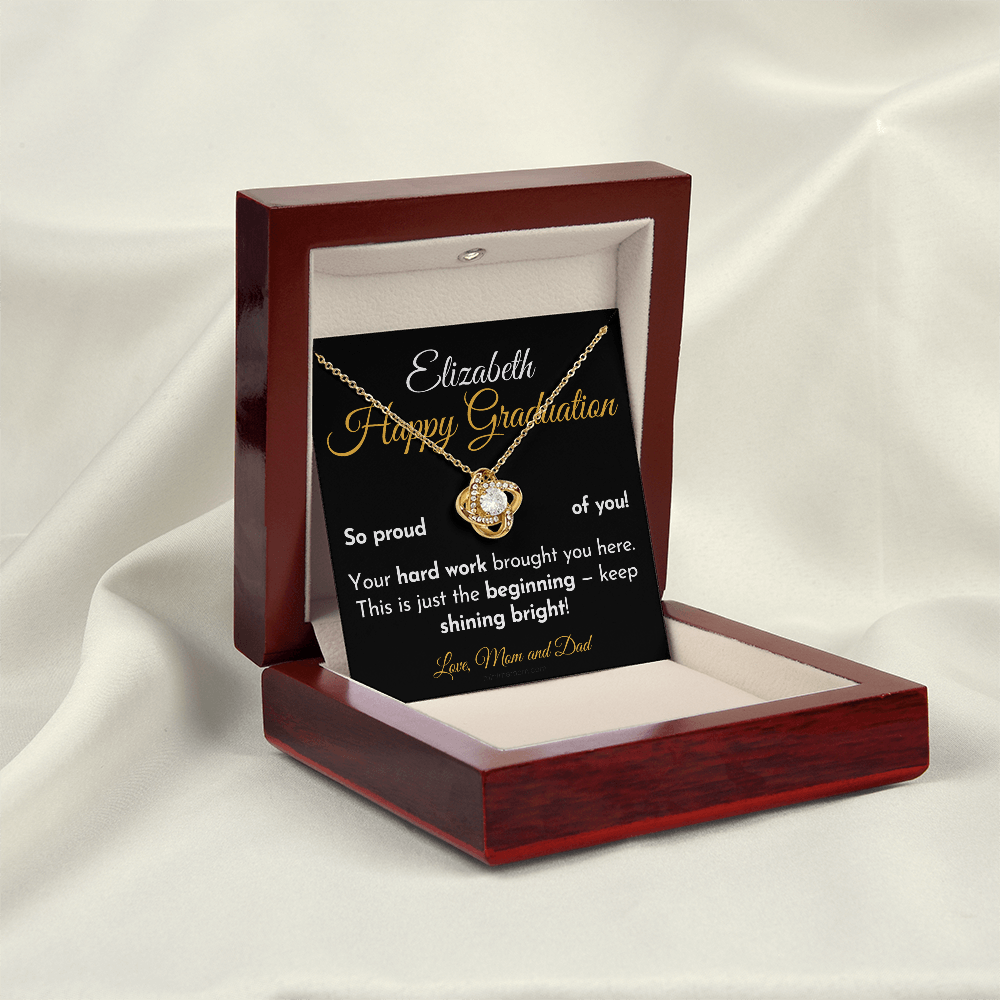 For Daughter: Graduation Pendant Necklace with Message Card — "Happy Graduation. So proud of you" • Forever Tied to You