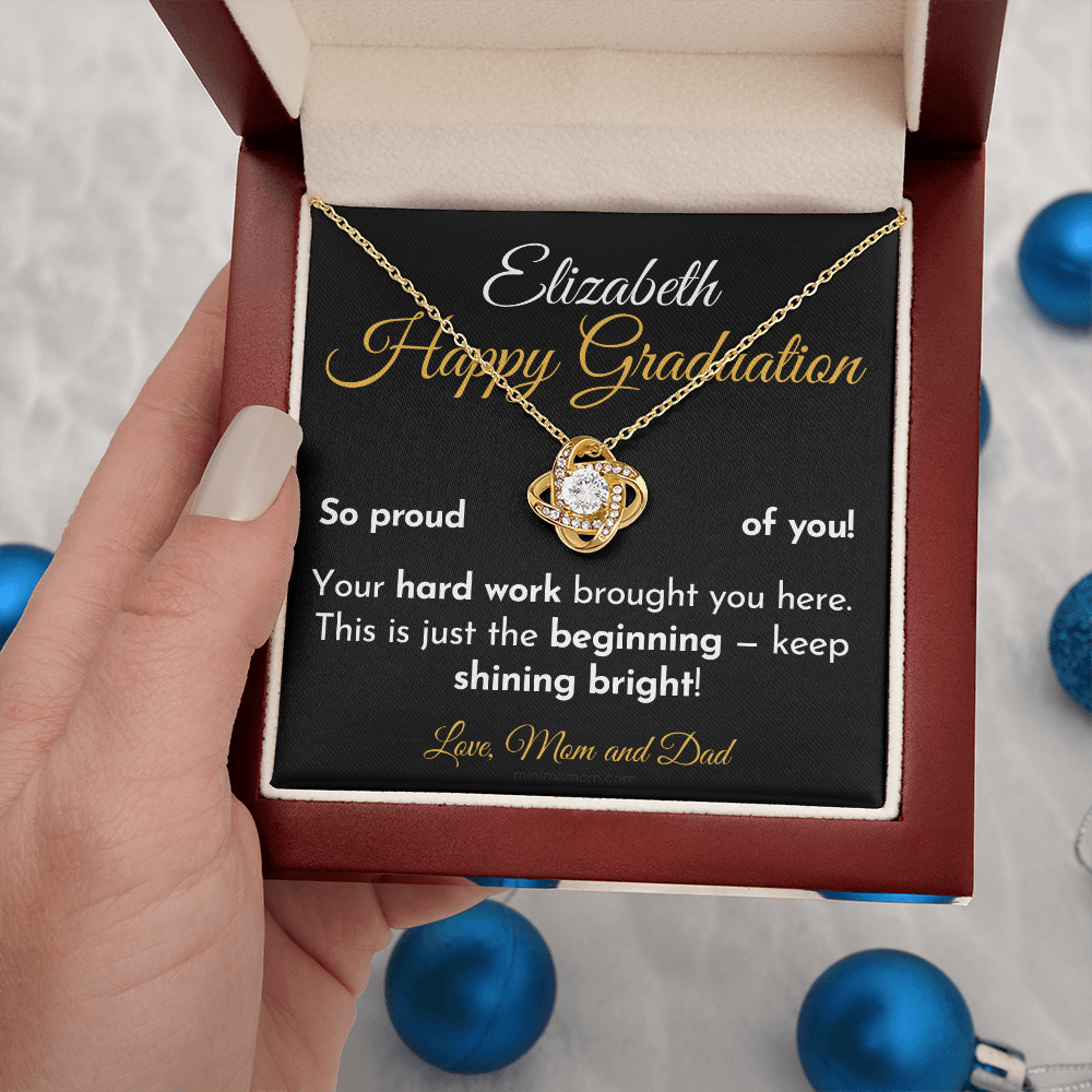For Daughter: Graduation Pendant Necklace with Message Card — "Happy Graduation. So proud of you" • Forever Tied to You