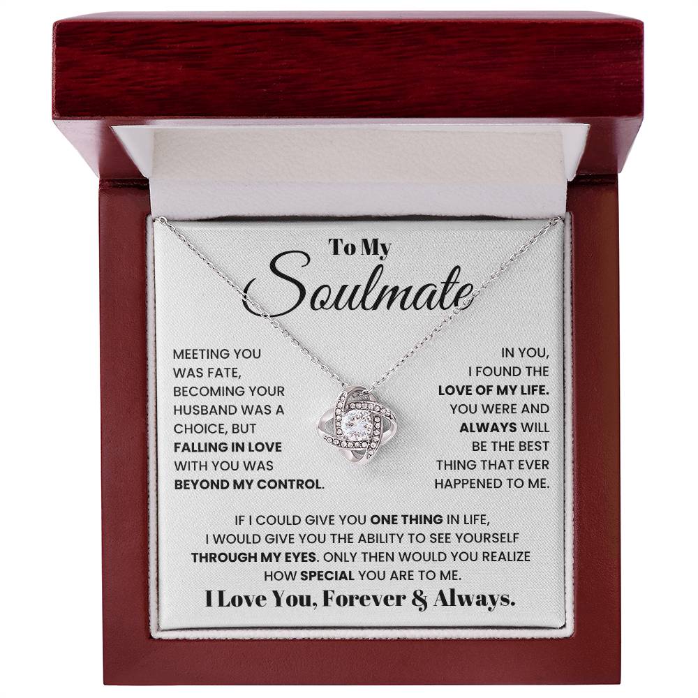 Soulmate Pendant Necklace with Message Card — "I love you, forever and always" • Forever Tied to You