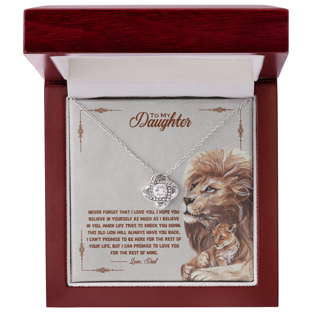 Daughter Pendant Necklace with Message Card — "You will never lose" • Forever Tied to You
