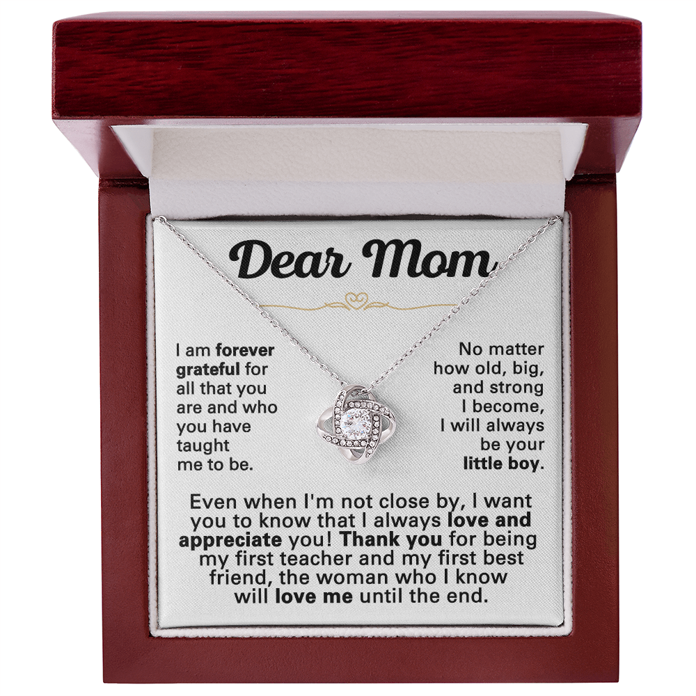 For Mom: Pendant Necklace with Message Card — "I am forever grateful for all" • Forever Tied to You
