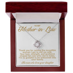 Mother-in-Law Pendant Necklace with Message Card — "Thank you for raising the incredible woman" • Forever Tied to You