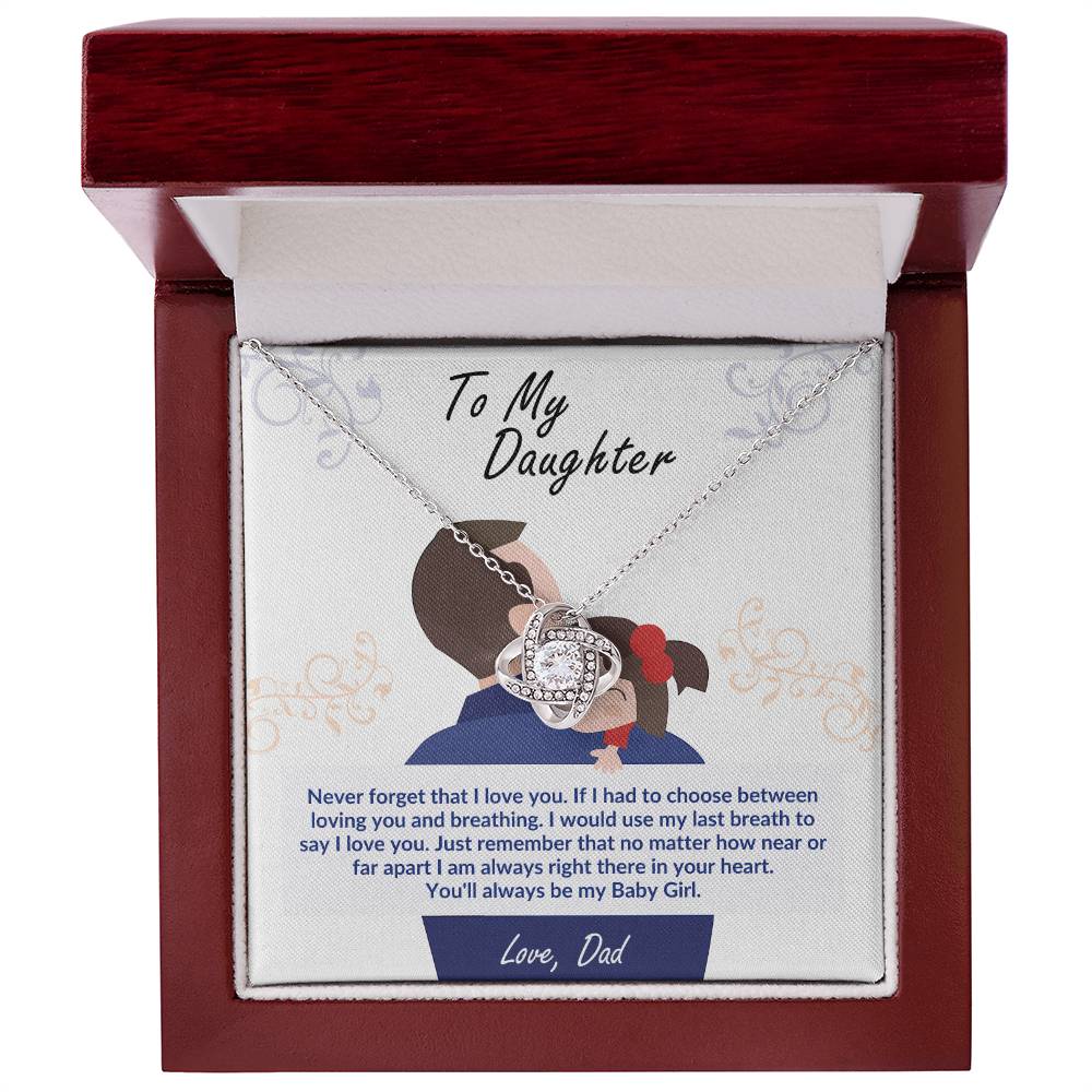 Daughter Pendant Necklace with Message Card — "I will always carry you in my heart" • Forever Tied to You