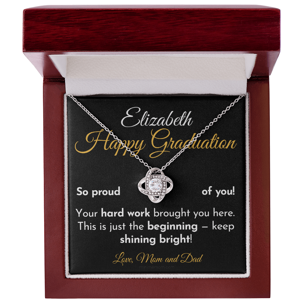 For Daughter: Graduation Pendant Necklace with Message Card — "Happy Graduation. So proud of you" • Forever Tied to You