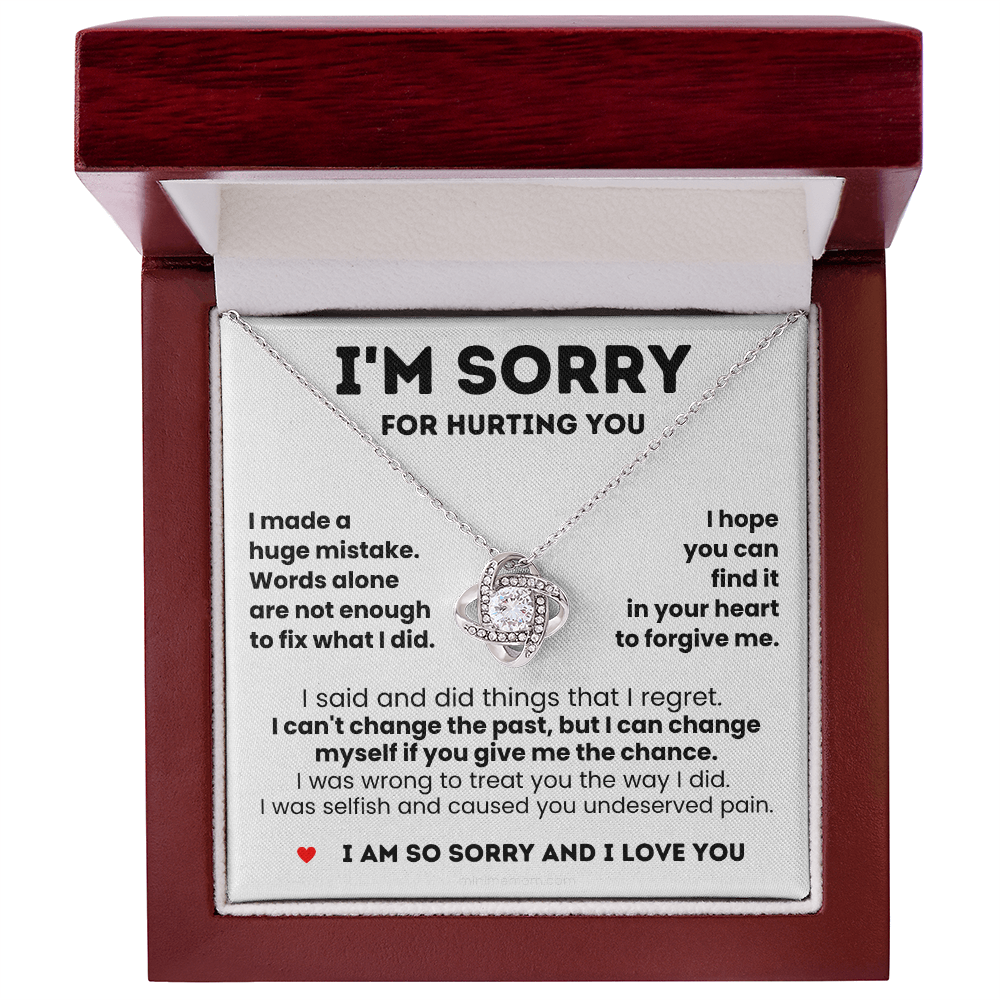 For Her: I'm Sorry Pendant Necklace with Message Card — " I hope you can find it in your heart to forgive me" • Forever Tied to You