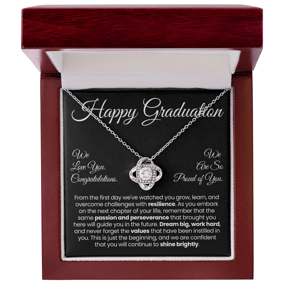 Daughter Pendant Necklace with Message Card — "Happy Graduation. We are so proud of you" • Forever Tied to You