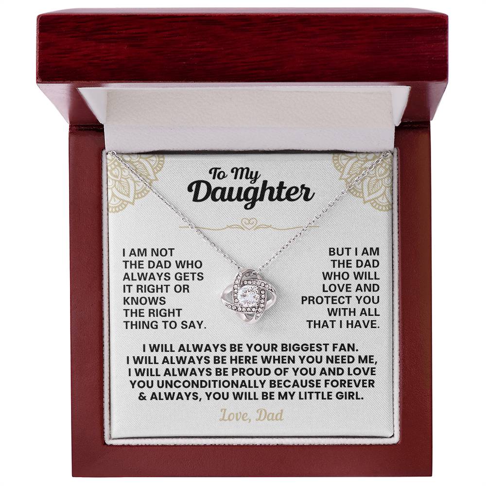Daughter Pendant Necklace with Message Card — "You'll Always Be My Little Girl" • Forever Tied to You