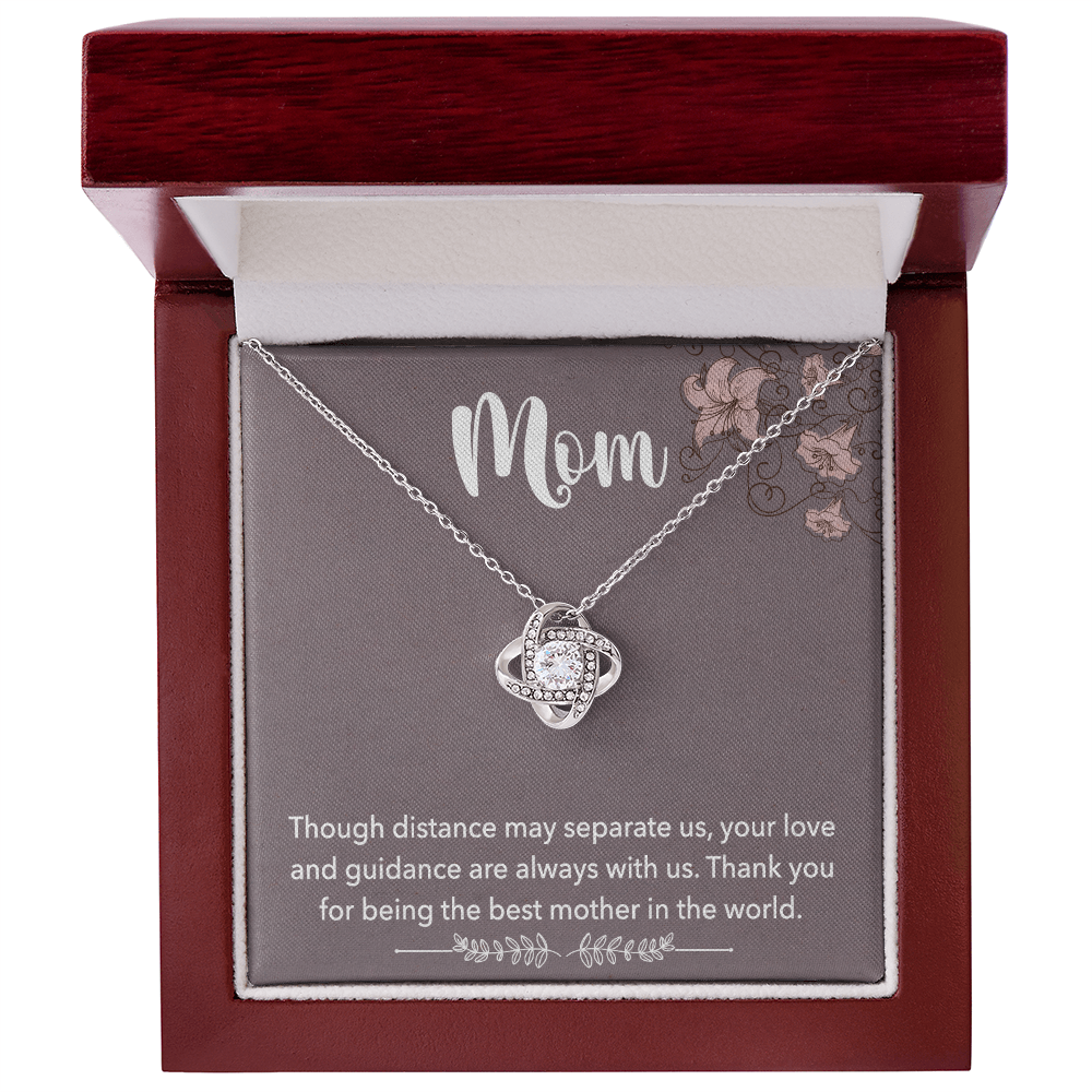 Mom Pendant Necklace with Message Card — "Thank you for being the best mother in the world" • Forever Tied to You