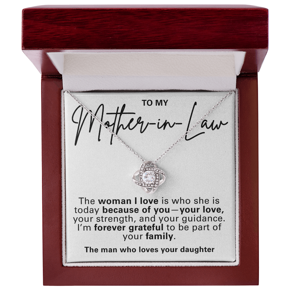 Mother-in-Law Pendant Necklace with Message Card — "The man who loves your daughter" • Forever Tied to You