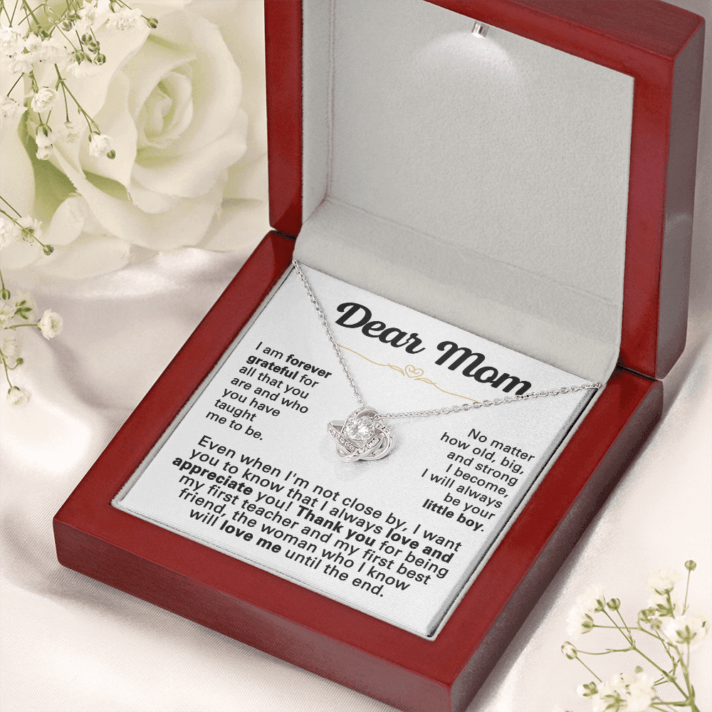 For Mom: Pendant Necklace with Message Card — "I am forever grateful for all" • Forever Tied to You