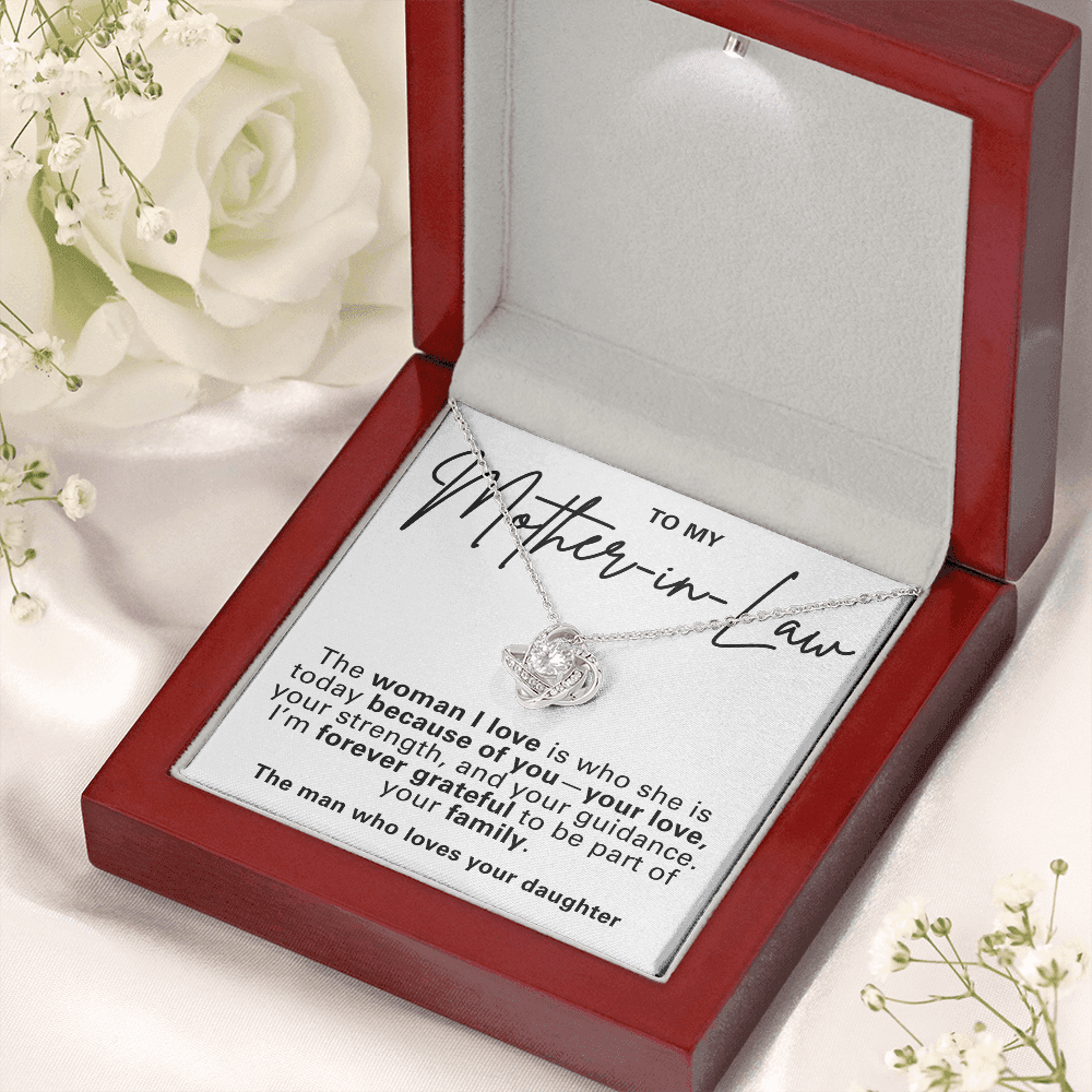 Mother-in-Law Pendant Necklace with Message Card — "The man who loves your daughter" • Forever Tied to You