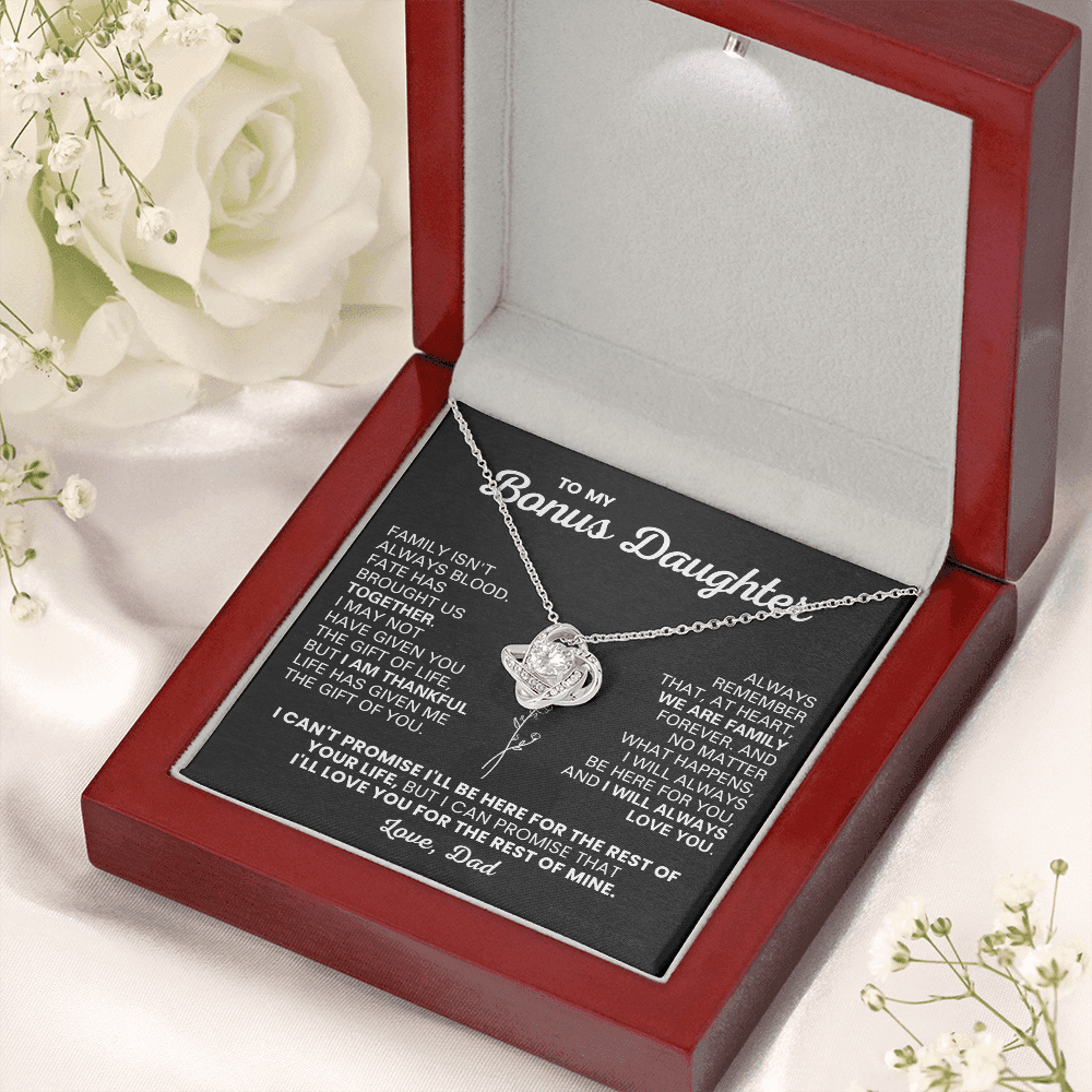 For Bonus Daughter: Pendant Necklace with Message Card — "Wу are family forever" • Forever Tied to You