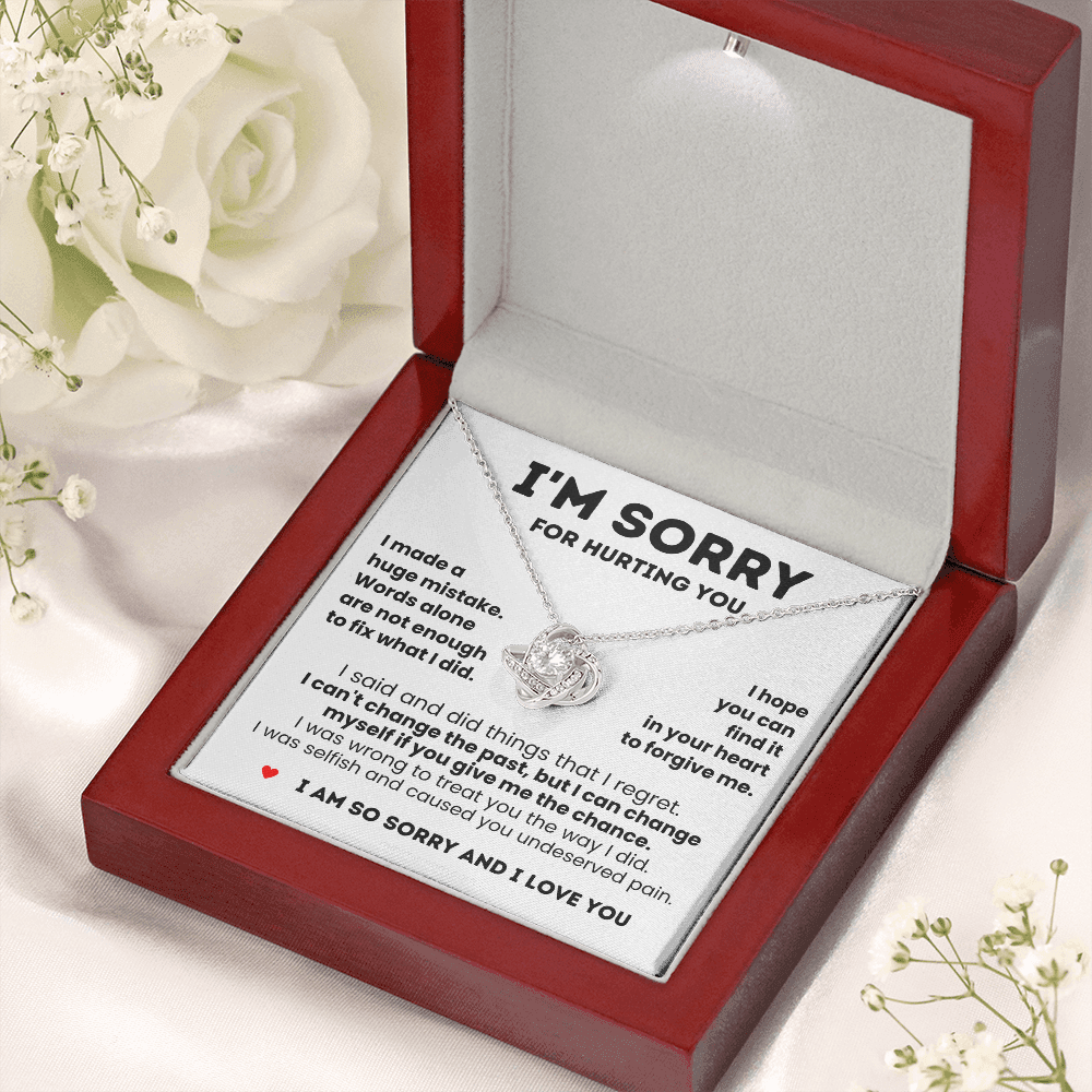 For Her: I'm Sorry Pendant Necklace with Message Card — " I hope you can find it in your heart to forgive me" • Forever Tied to You