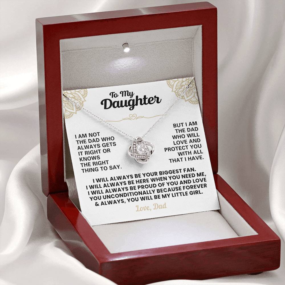 For Daughter: Pendant Necklace with Message Card — "You'll Always Be My Little Girl" • Forever Tied to You