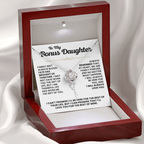 For Bonus Daughter: Pendant Necklace with Message Card — "Family isn't always blood" • Forever Tied to You