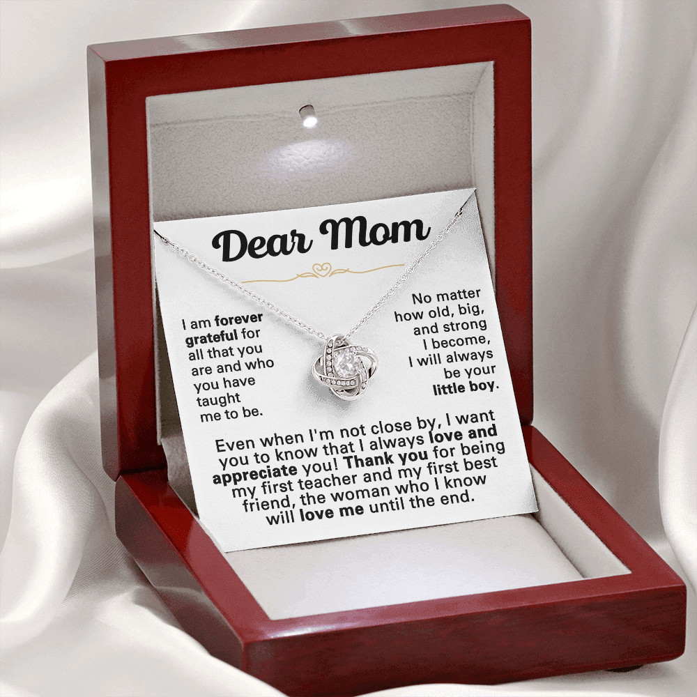 For Mom: Pendant Necklace with Message Card — "I am forever grateful for all" • Forever Tied to You
