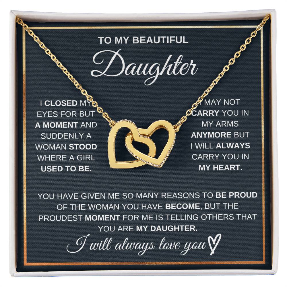 Daughter Pendant Necklace with Message Card — "I promise to love you for the rest of my life" • Forever Interlocked