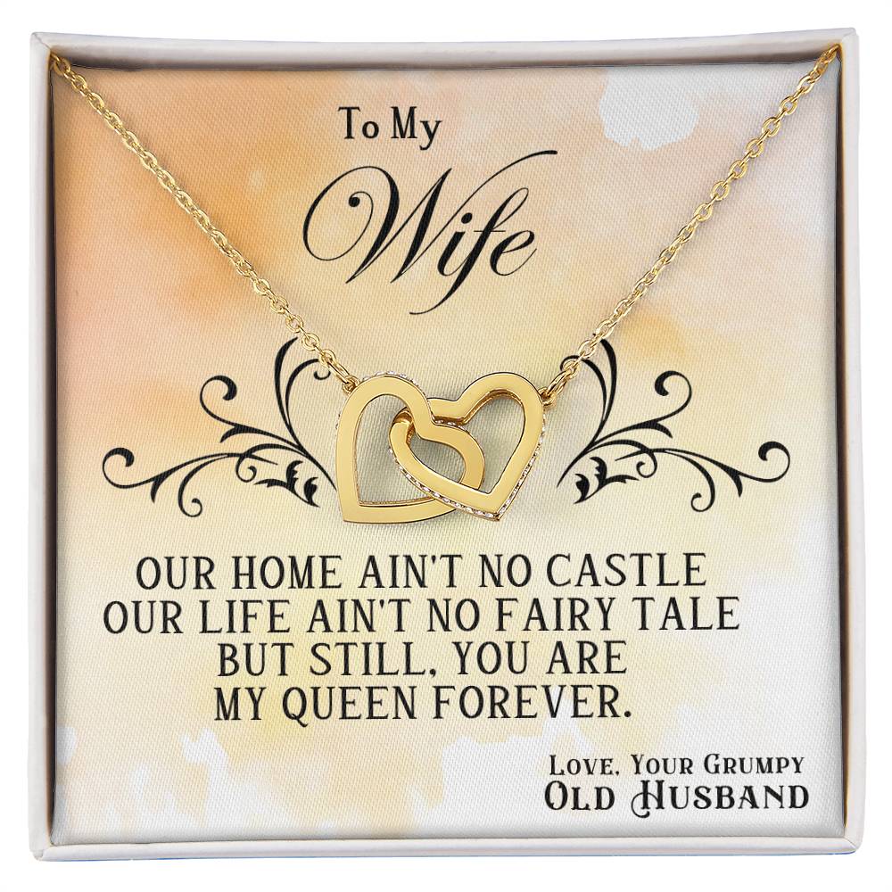 Wife Pendant Necklace with Message Card — "You are my queen forever" • Forever Interlocked