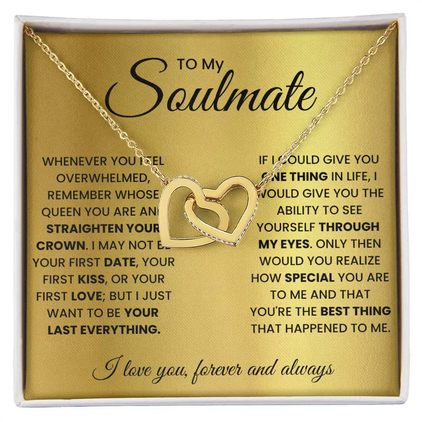 Soulmate Pendant Necklace with Message Card — "Remember whose queen you are and straighten your crown" • Forever Interlocked
