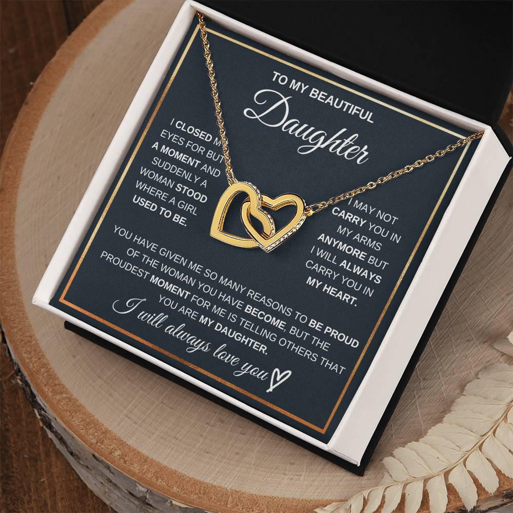 Forever Interlocked Pendant Necklace for My Daughter with "I promise to love you for the rest of my life" Message Card