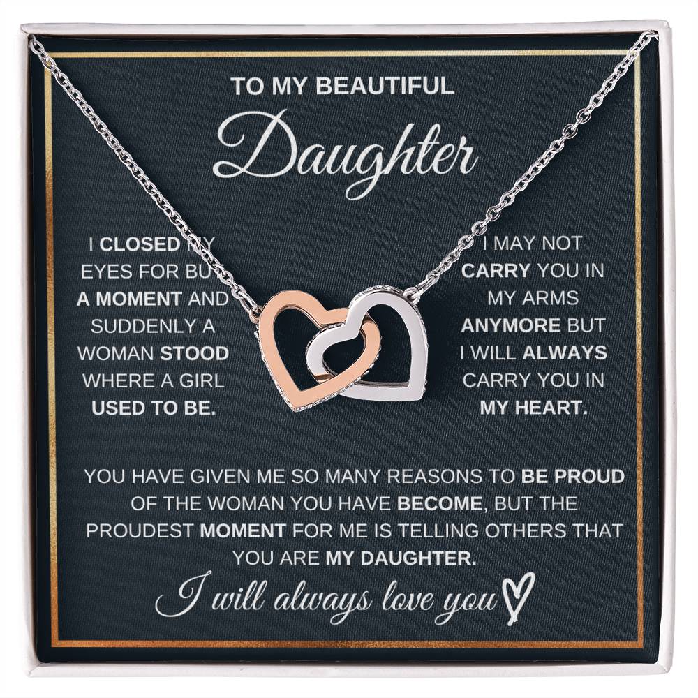 Forever Interlocked Pendant Necklace for My Daughter with "I promise to love you for the rest of my life" Message Card