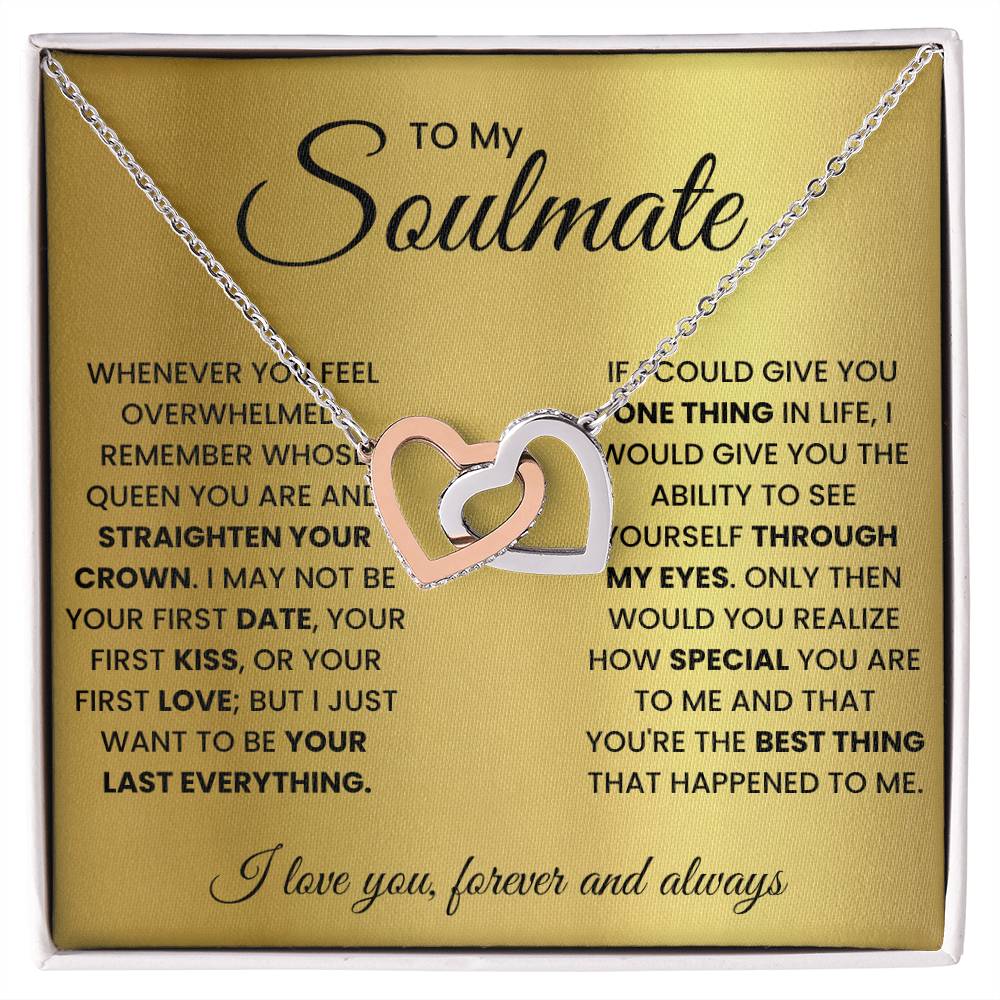 Soulmate Pendant Necklace with Message Card — "Remember whose queen you are and straighten your crown" • Forever Interlocked