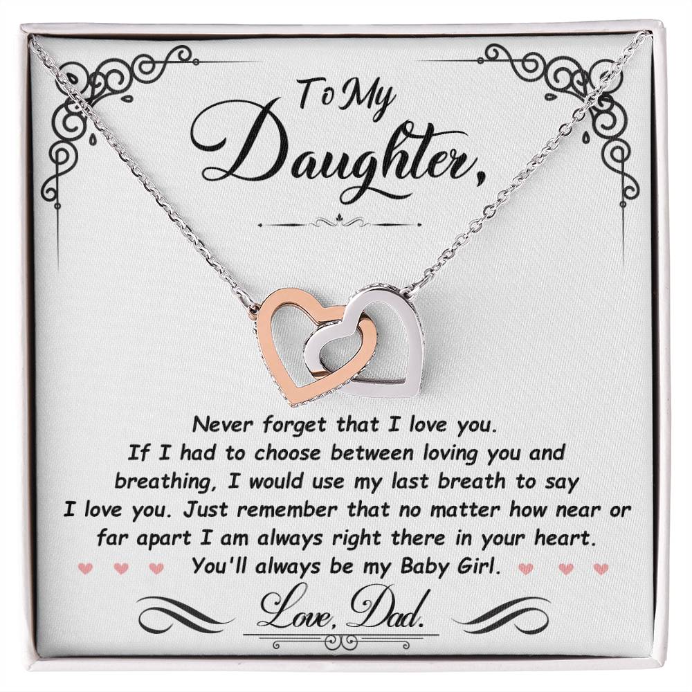 Daughter Pendant Necklace with Message Card — "I'm always right here in your heart" • Forever Interlocked