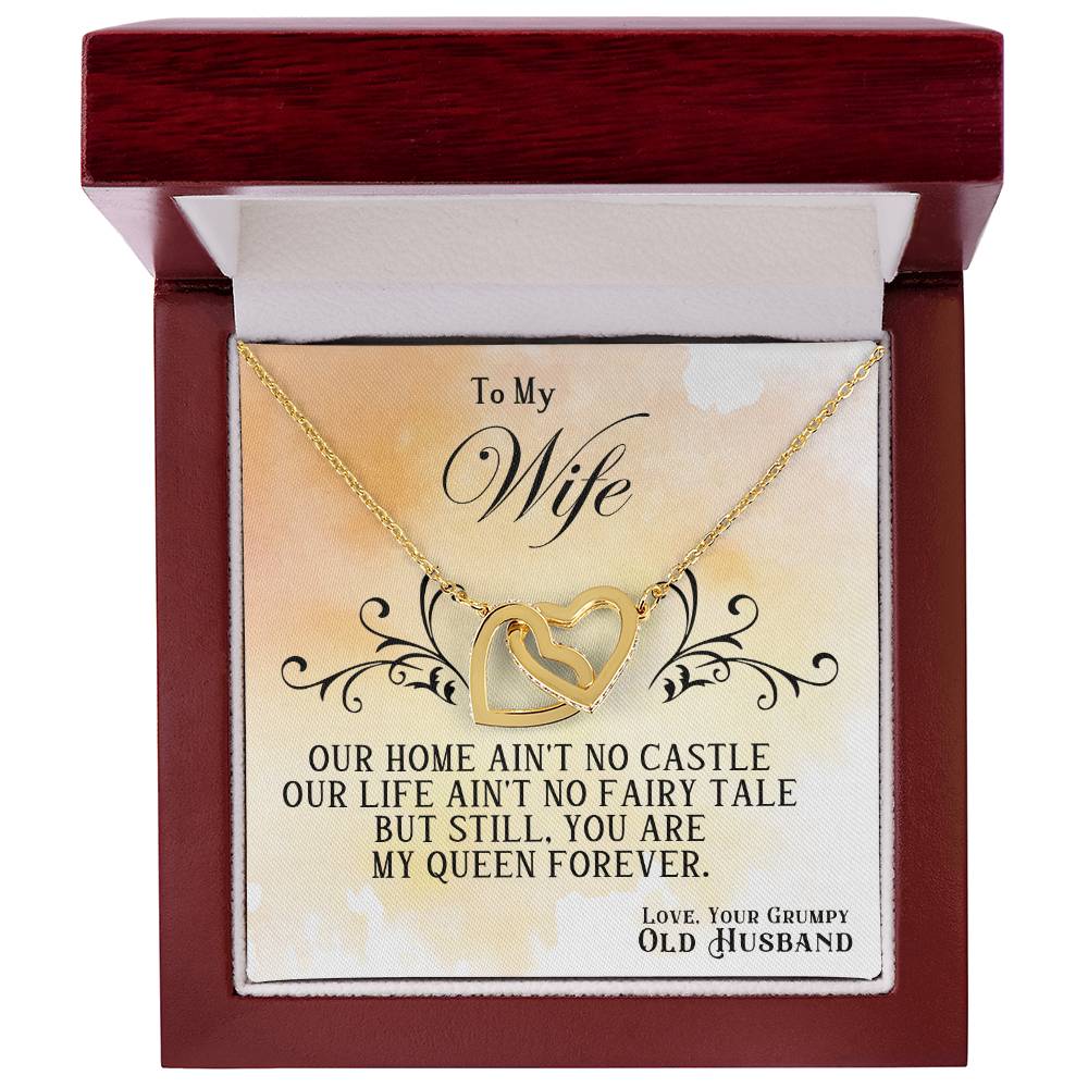 Wife Pendant Necklace with Message Card — "You are my queen forever" • Forever Interlocked
