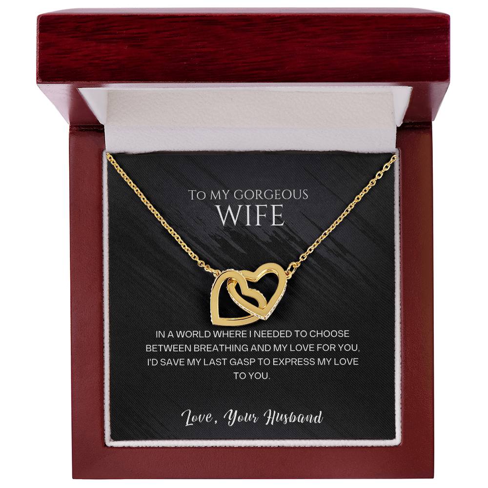 Wife Pendant Necklace with Message Card — "I'd save my last gasp to express my love to you" • Forever Interlocked