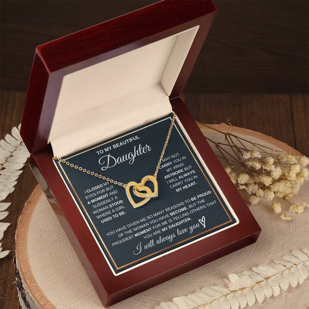 Daughter Pendant Necklace with Message Card — "I promise to love you for the rest of my life" • Forever Interlocked
