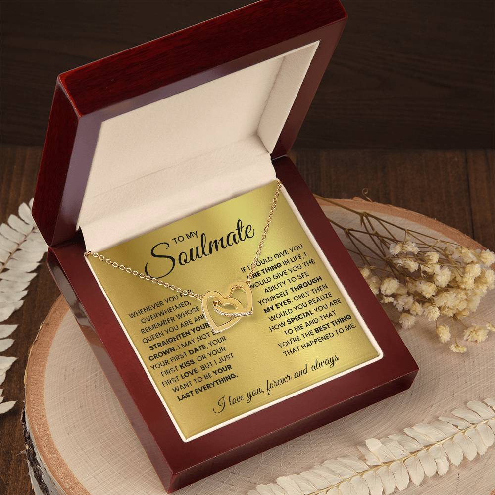 Soulmate Pendant Necklace with Message Card — "Remember whose queen you are and straighten your crown" • Forever Interlocked
