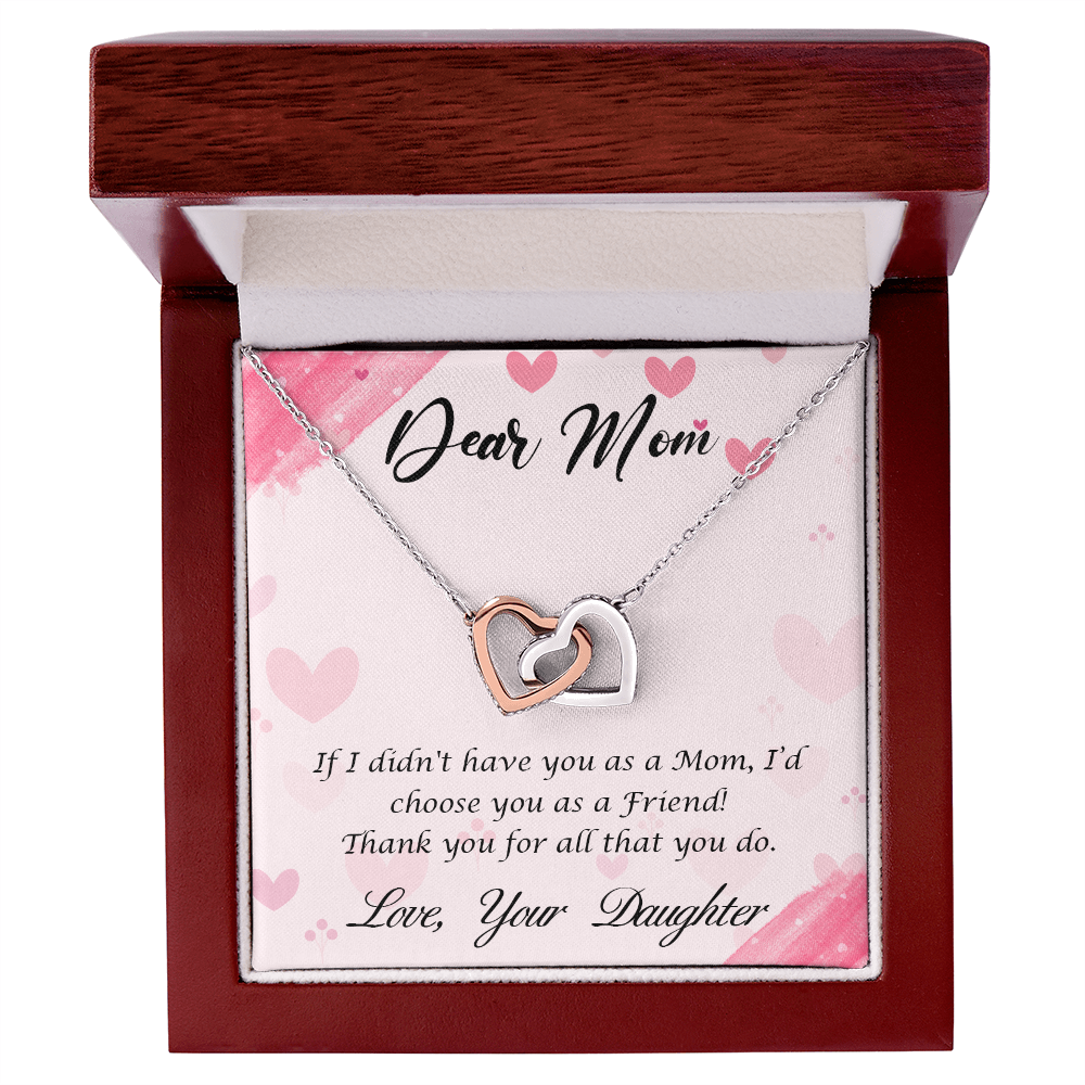 Mother Pendant Necklace with Message Card — "If I didn't have you as a Mom, I'd choose you as a Friend" • Forever Interlocked