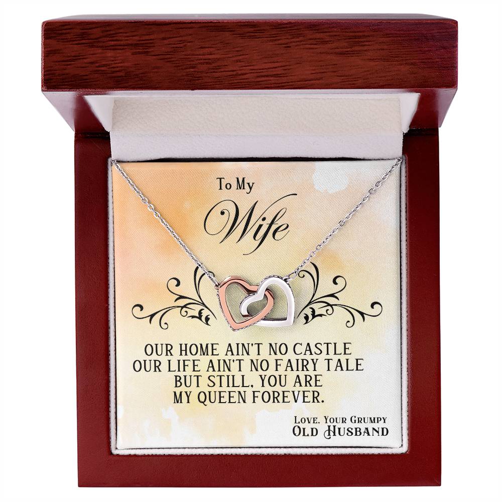 Wife Pendant Necklace with Message Card — "You are my queen forever" • Forever Interlocked