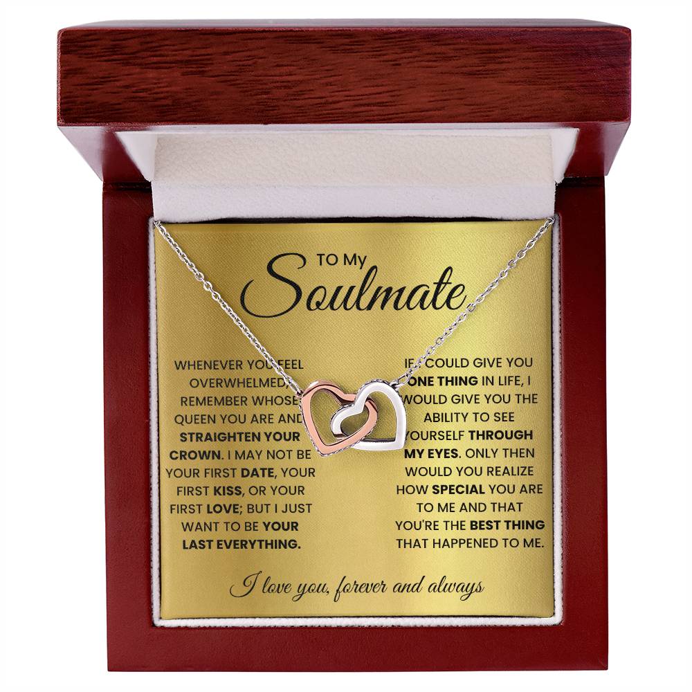 Soulmate Pendant Necklace with Message Card — "Remember whose queen you are and straighten your crown" • Forever Interlocked