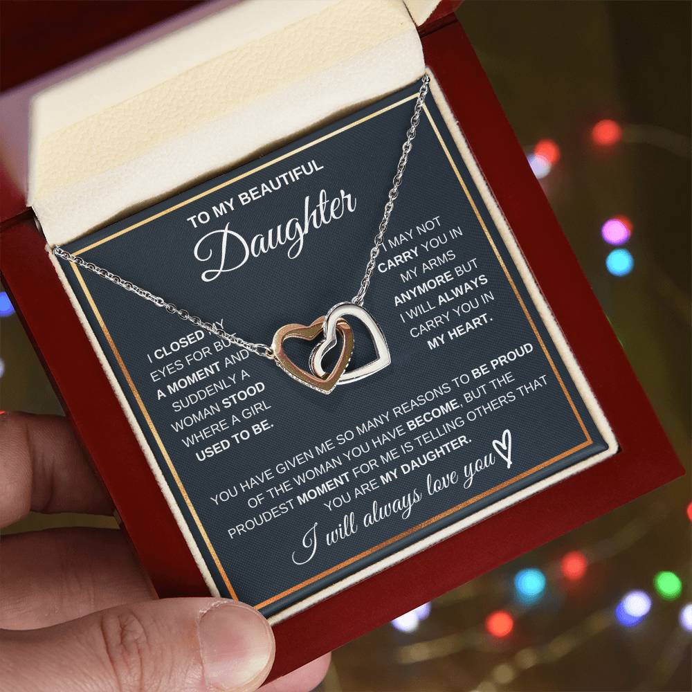 Daughter Pendant Necklace with Message Card — "I promise to love you for the rest of my life" • Forever Interlocked
