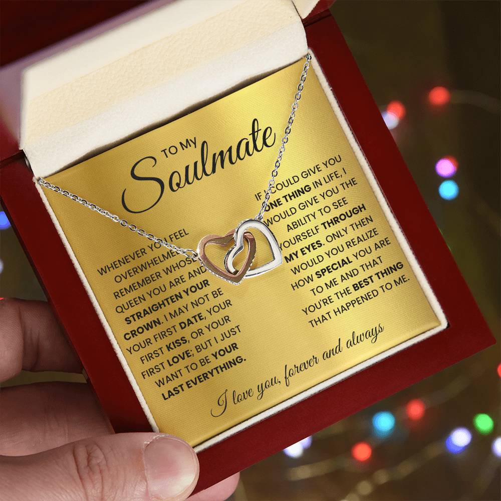 Soulmate Pendant Necklace with Message Card — "Remember whose queen you are and straighten your crown" • Forever Interlocked