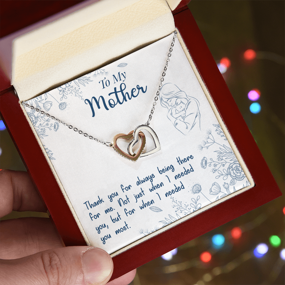 Mom Pendant Necklace with Message Card — "Thank you for always being there for me" • Forever Interlocked