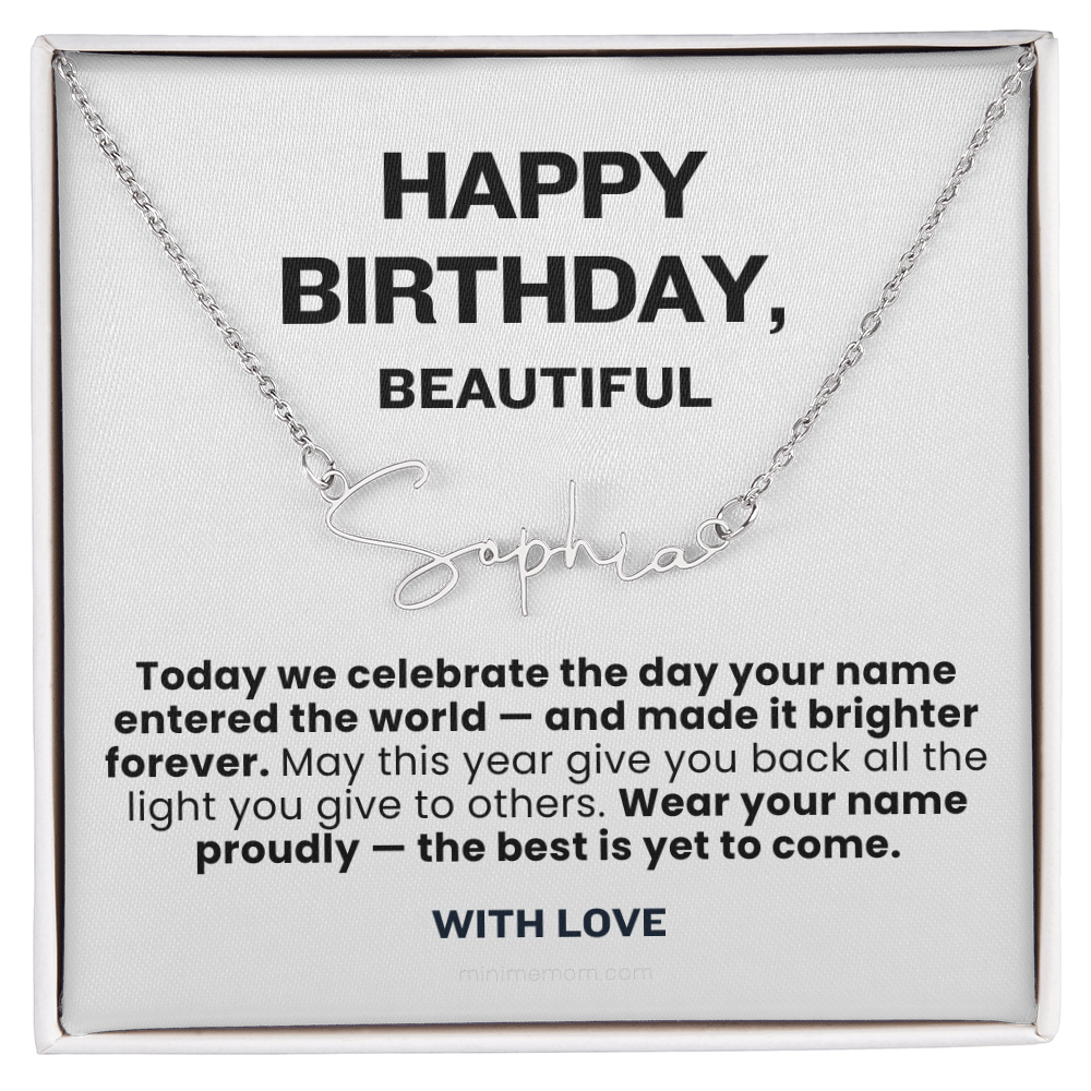 For Her: Personalized Name Pendant Necklace with Message Card — "Wear your name proudly" • Forever Her Name